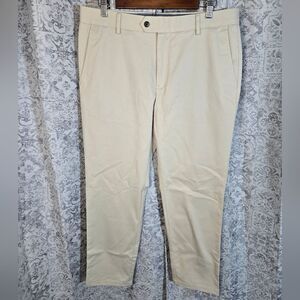 Charles Tyrwhitt slim fit pants 34 x29 hemmed light beige tan business office